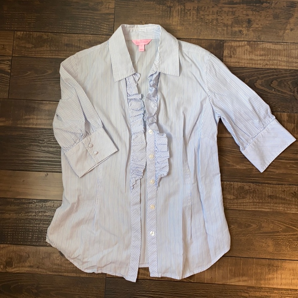 Light Blue Striped Blouse Lilly Pulitzer